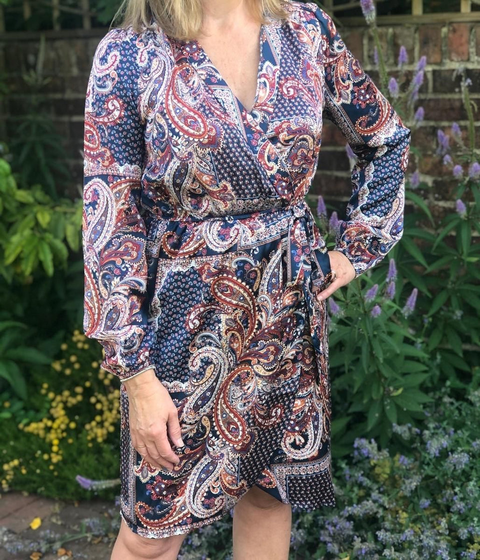 Paisley Print Wrap Dress