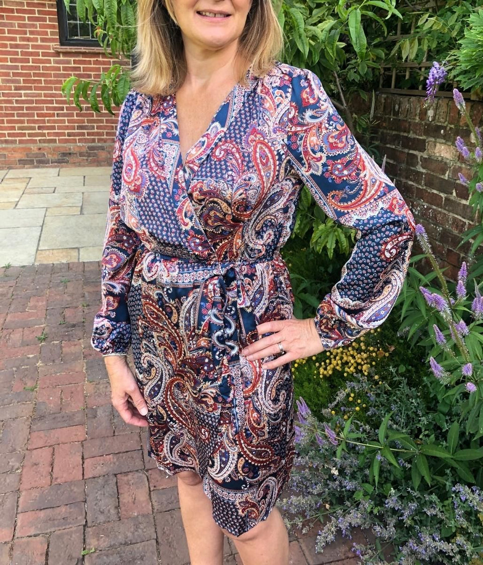 Paisley Print Wrap Dress