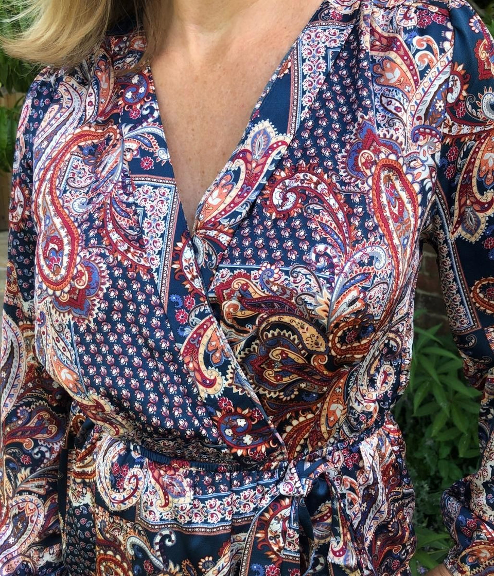 Paisley Print Wrap Dress