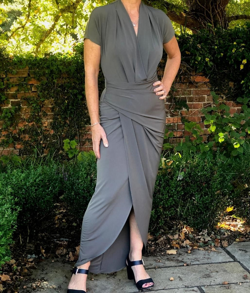 Khaki Wrap Maxi Dress