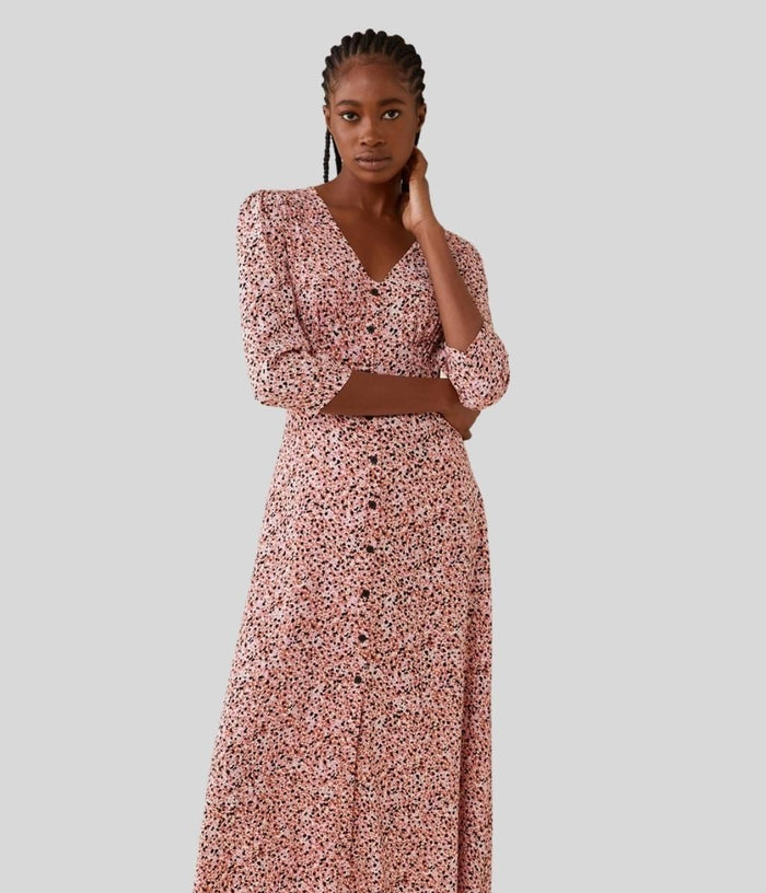 Ganni printed crepe maxi clearance dress