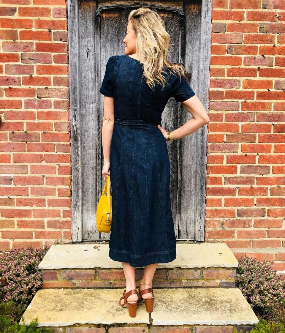 Panelled Denim Midi Dress