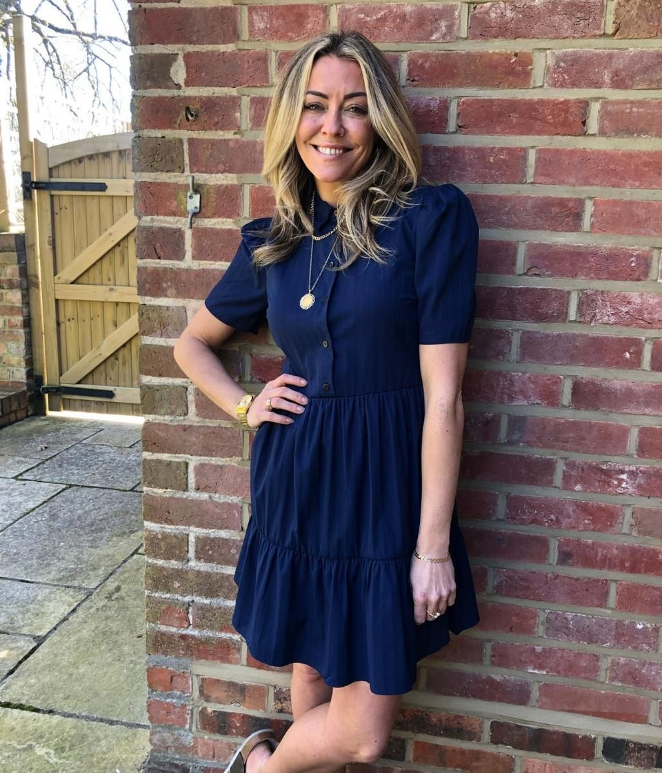 Navy Tiered Shirt Dress