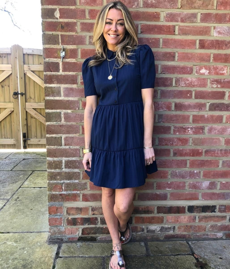 Navy Tiered Shirt Dress