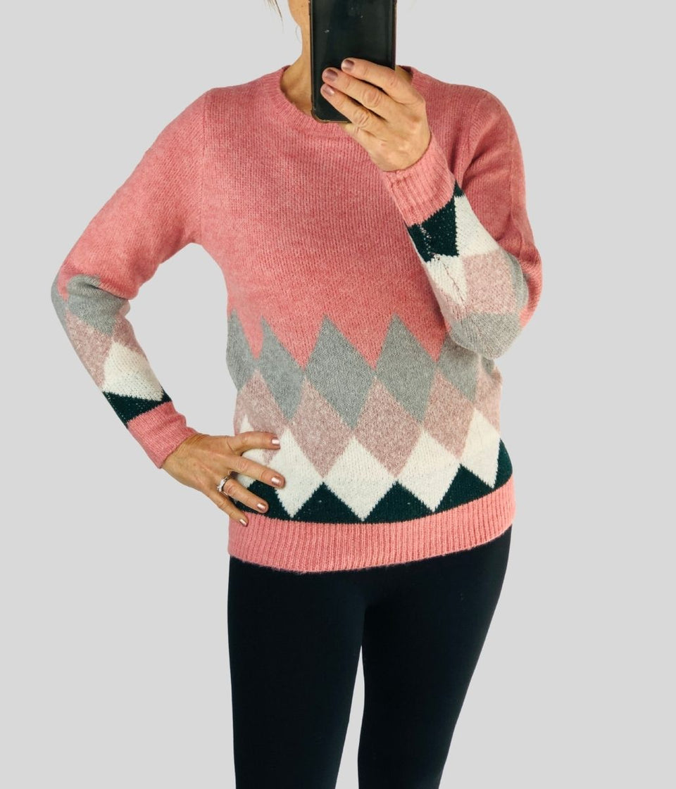Pink Diamond Pattern Jumper