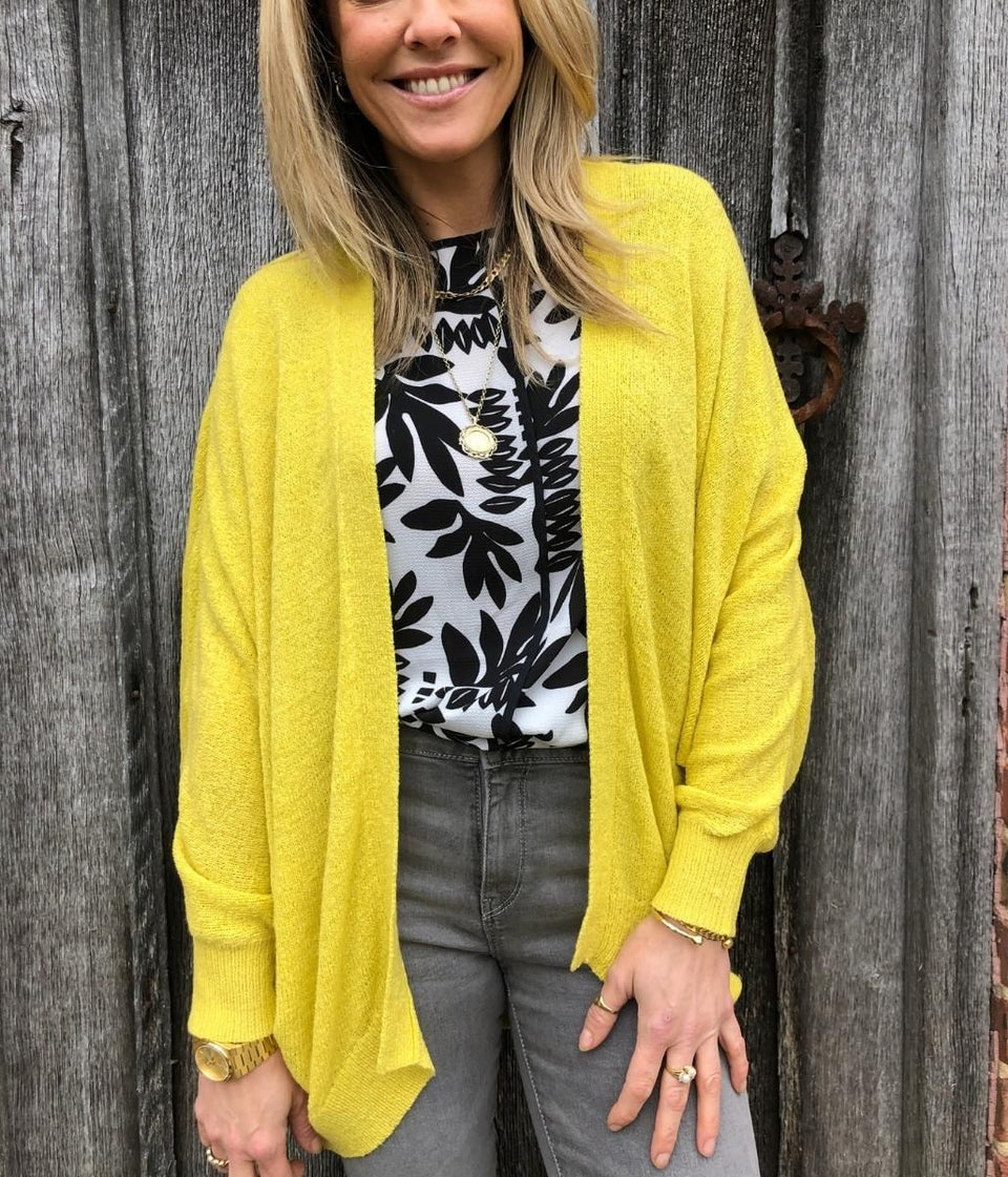 Yellow Open Batwing Cardigan