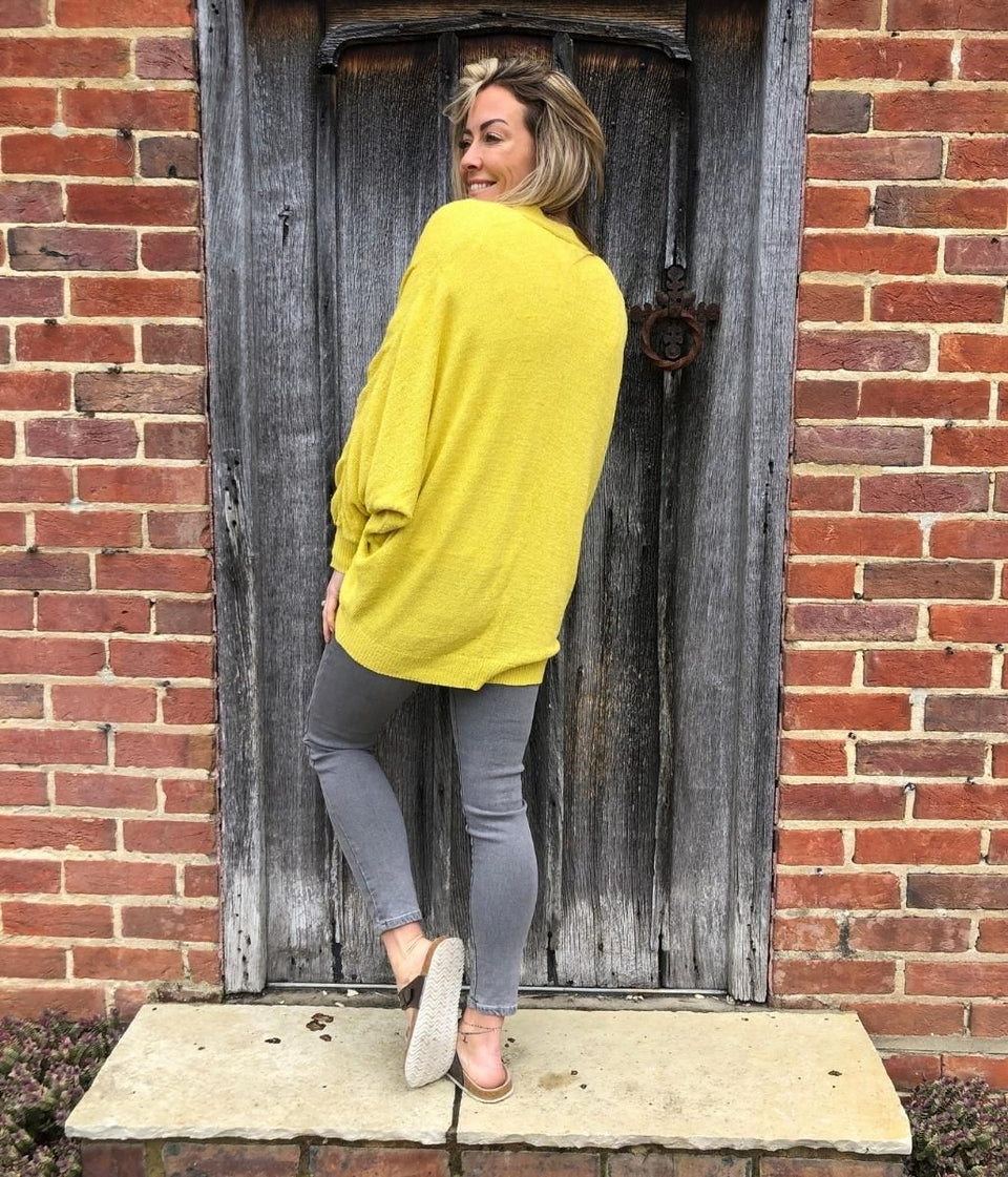 Yellow Open Batwing Cardigan