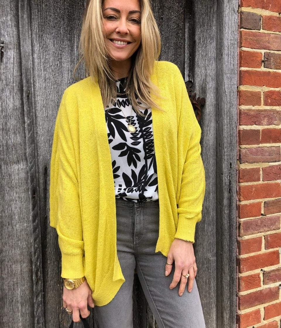 Yellow Open Batwing Cardigan