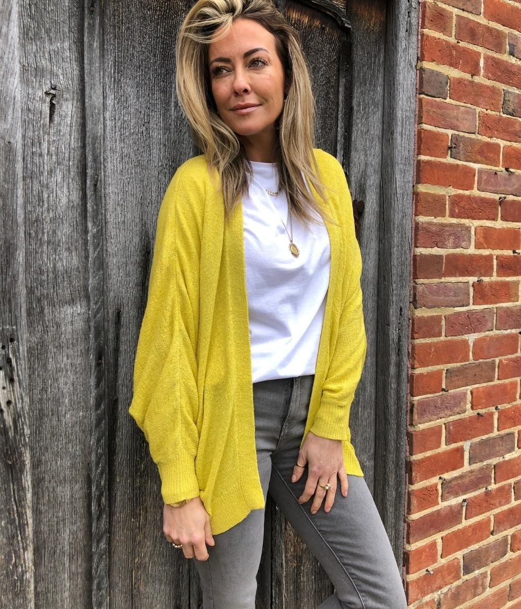 Yellow open cardigan sale