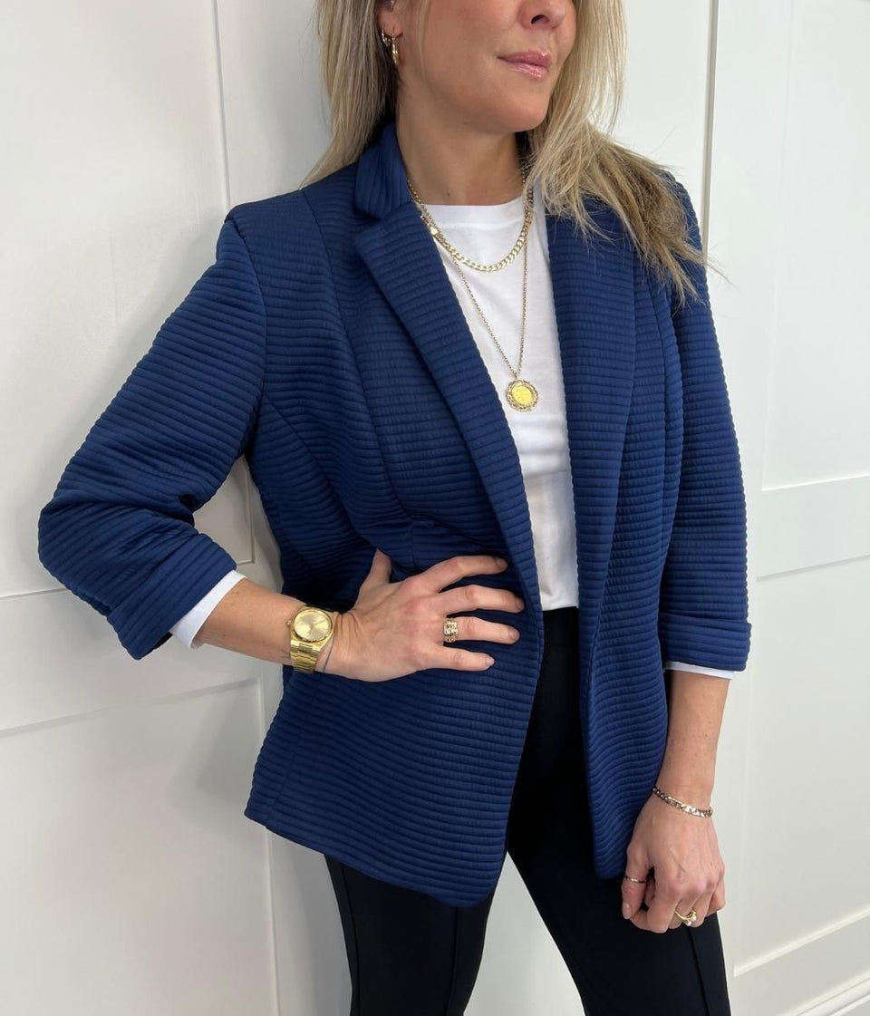 Navy Ribbed Blazer