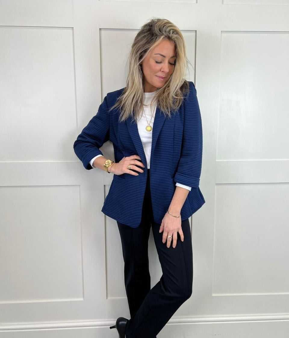 Navy Ribbed Blazer