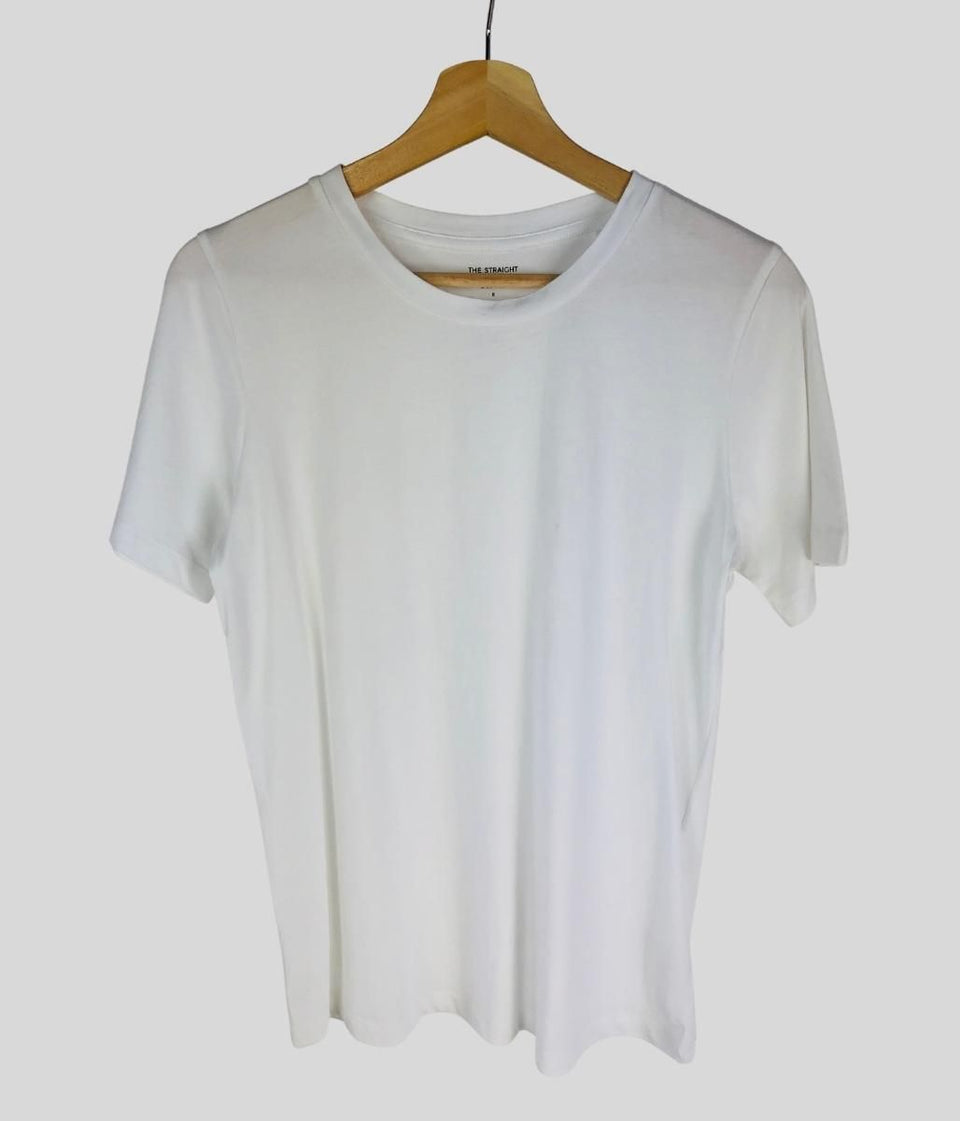 White Straight Cotton Tee