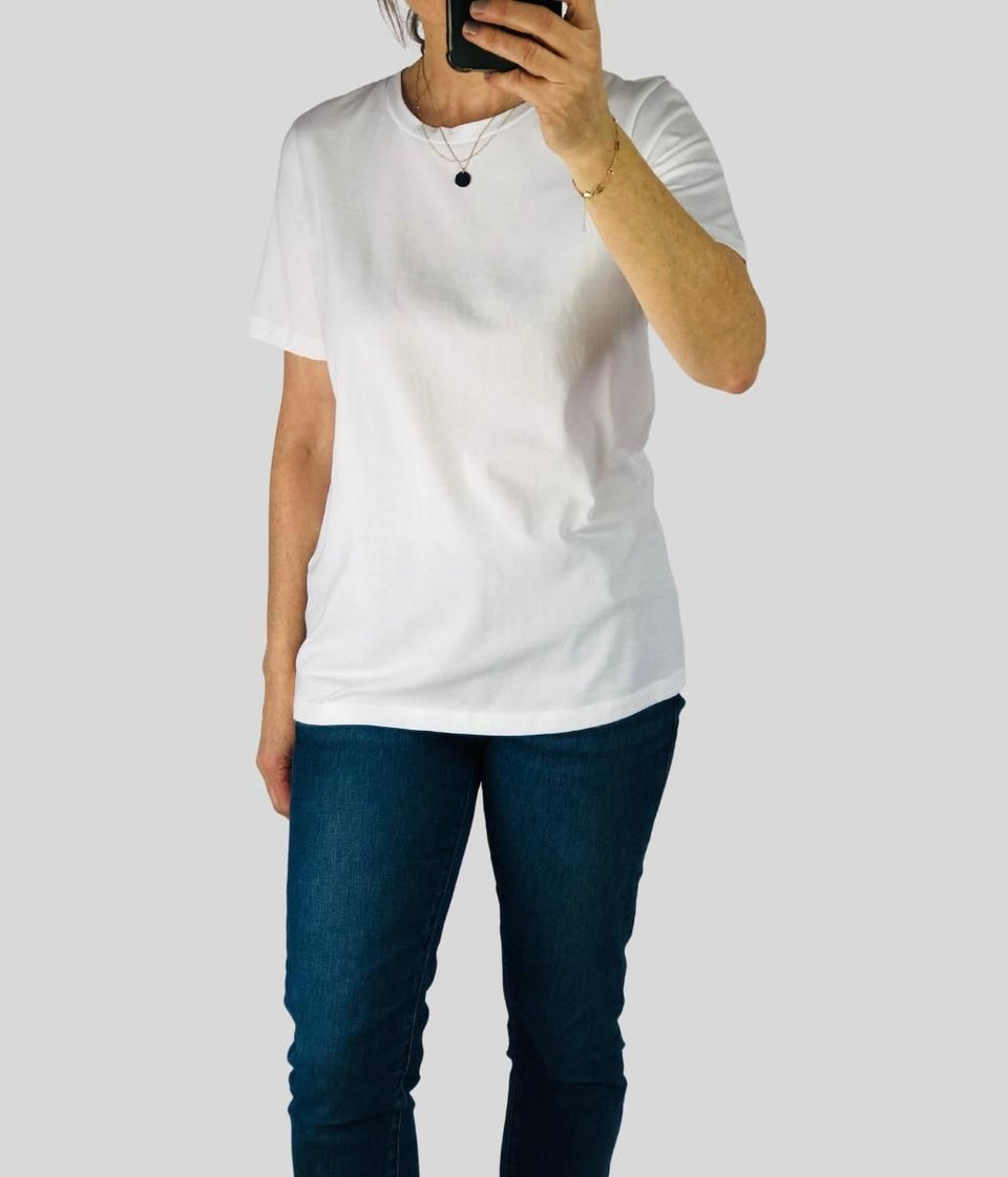 White Straight Cotton Tee