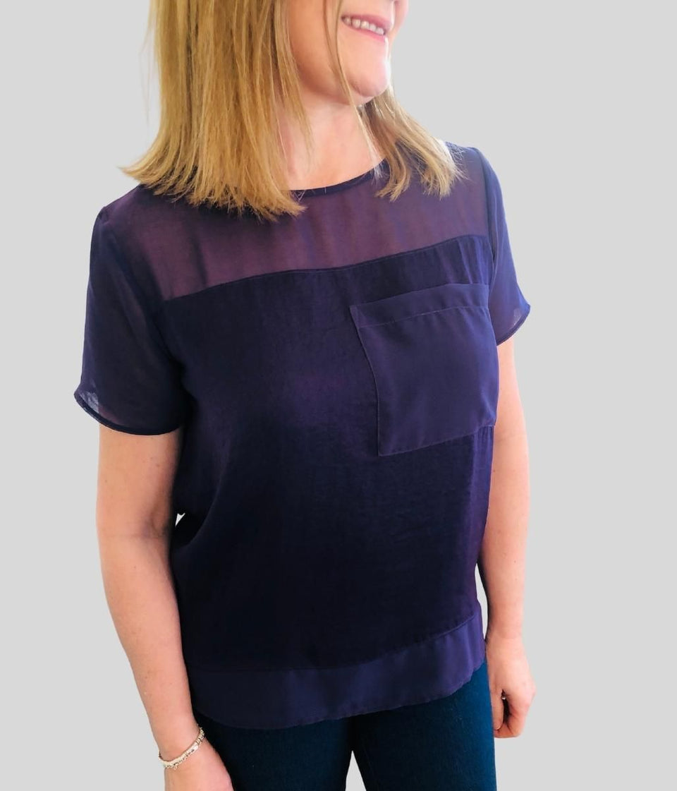 Purple Panel Pocket Top