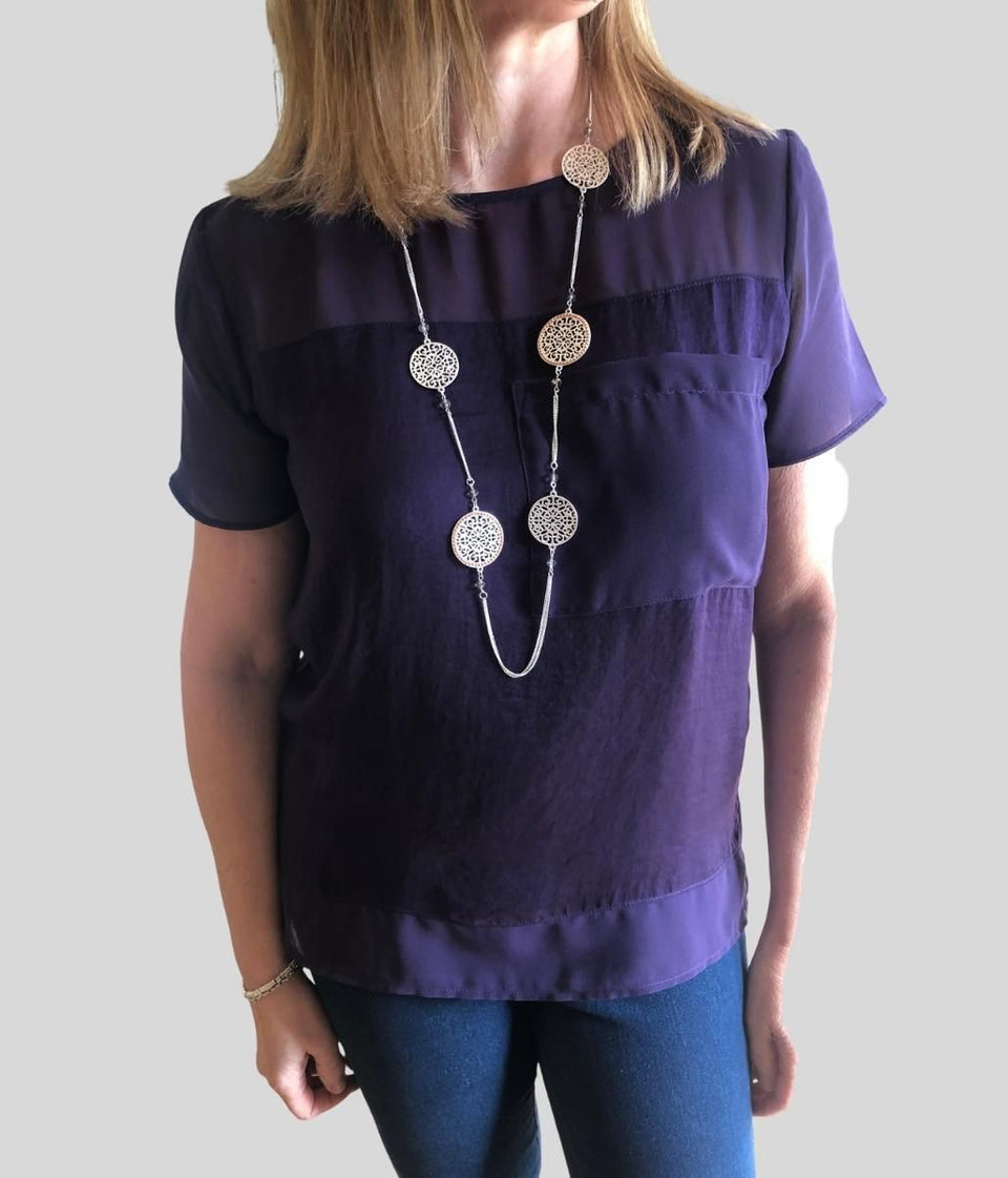 Purple Panel Pocket Top