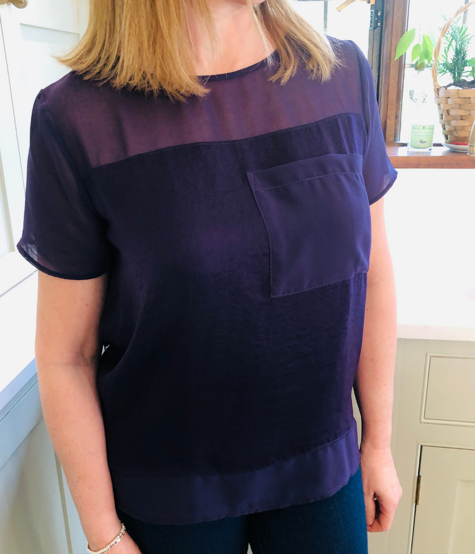 Purple Panel Pocket Top