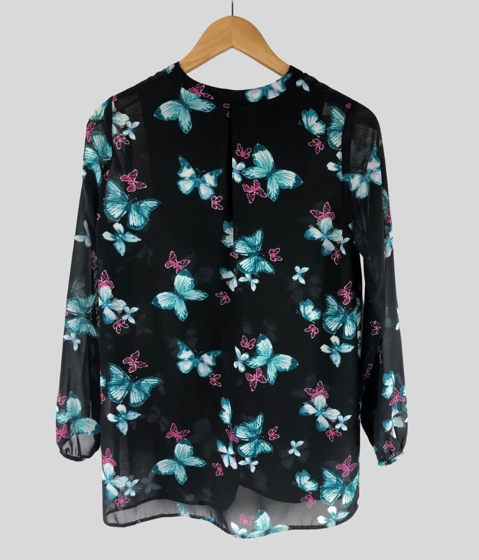 Black Butterfly Popover Blouse