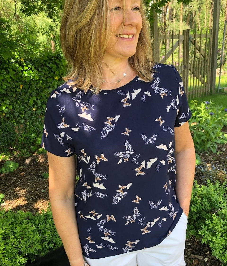 Navy Butterfly Top