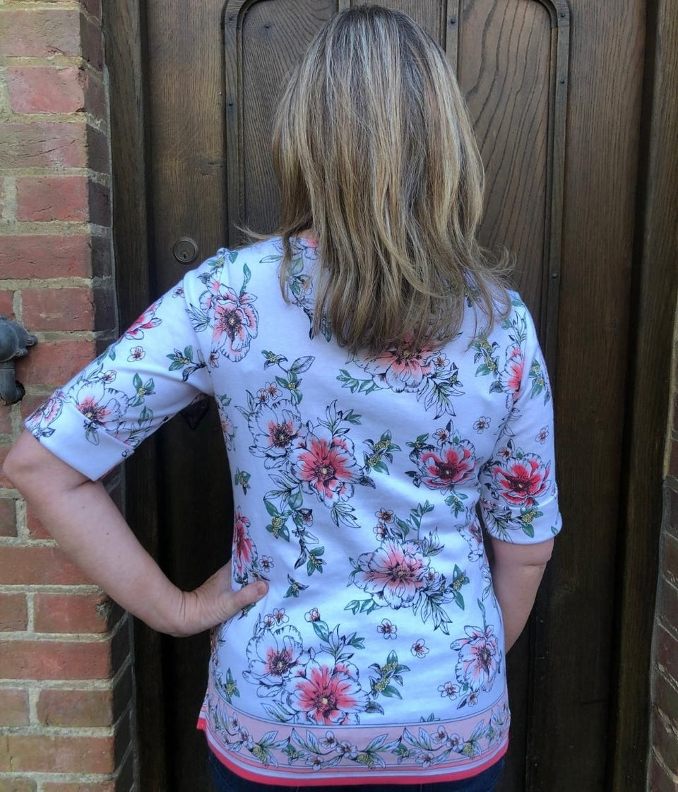 Floral Border Hem Top