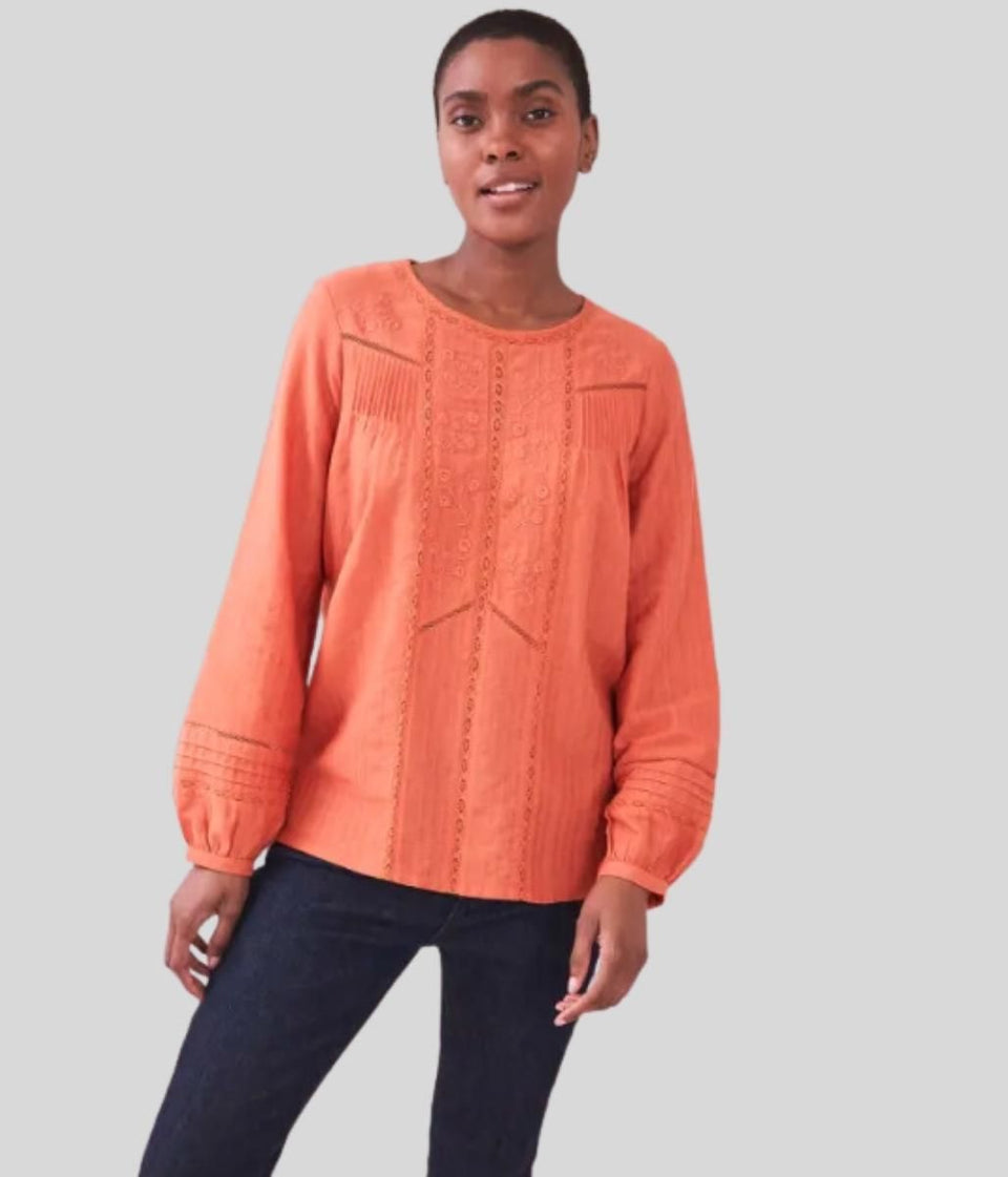 Orange Embroidered Coleen Top