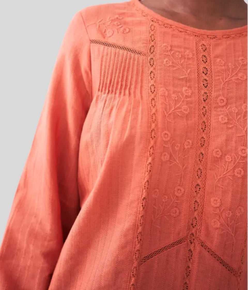 Orange Embroidered Coleen Top