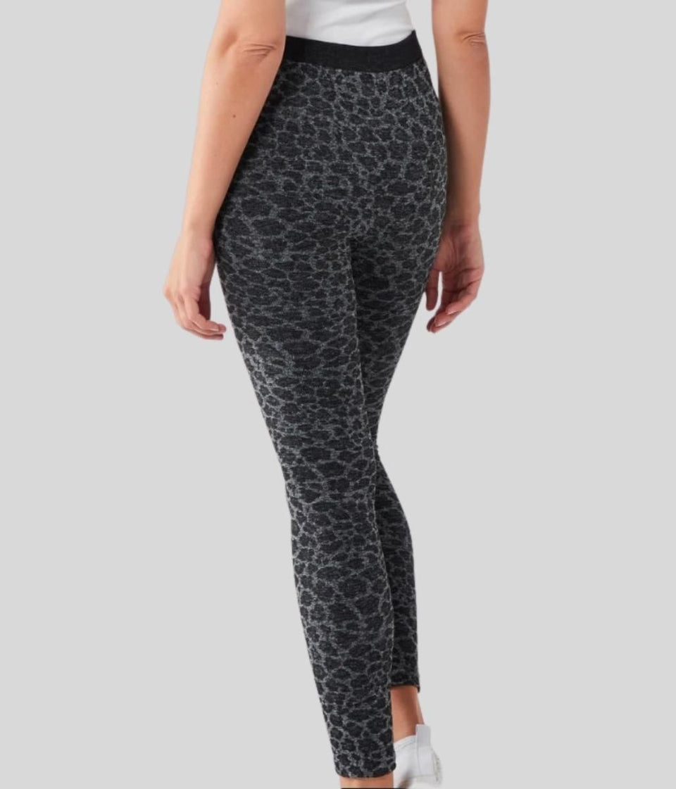 Leopard Jacquard Fleece Lined Leggings