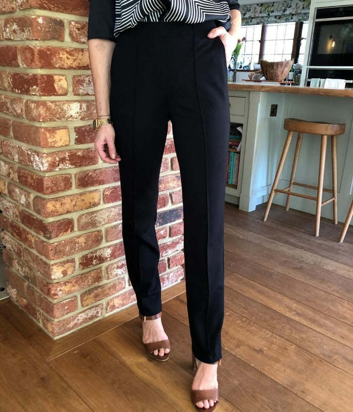 Larissa Trousers - Linen Look Mid Waisted Relaxed Straight Leg Trousers in  Black | Showpo USA