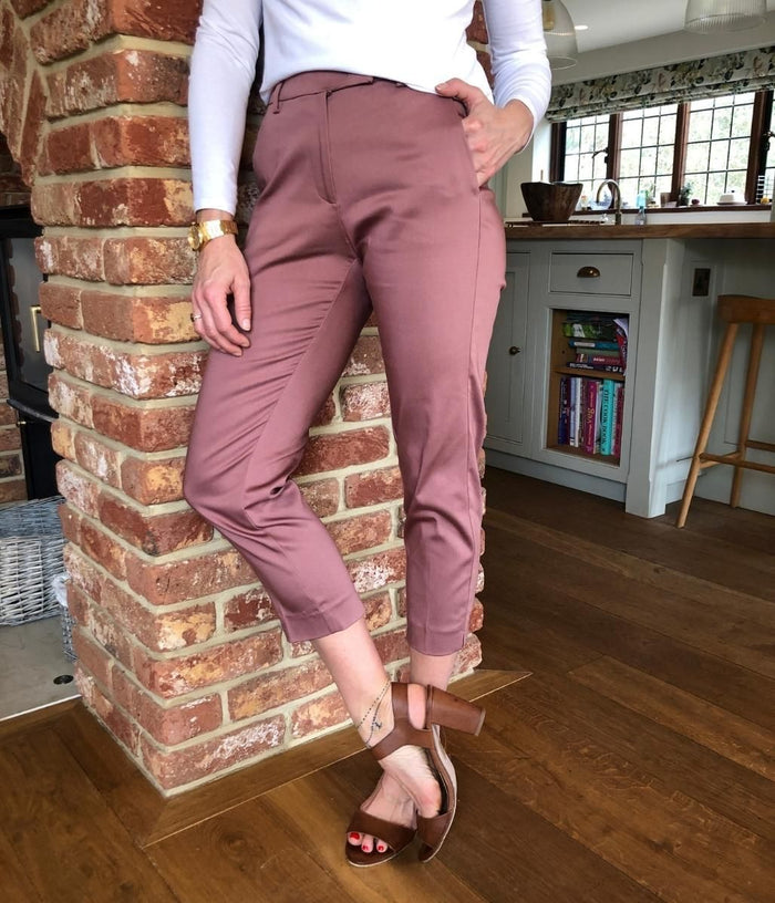 Dusky Pink Mia Slim Leg 7/8 Trousers – Highstreet Outlet UK
