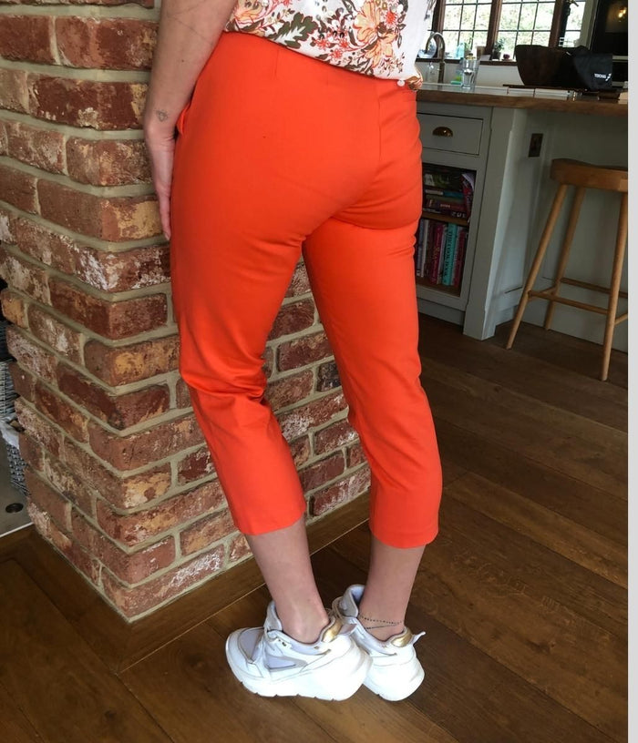 Orange Cotton Blend Slim Fit Cropped Trousers – Highstreet Outlet UK