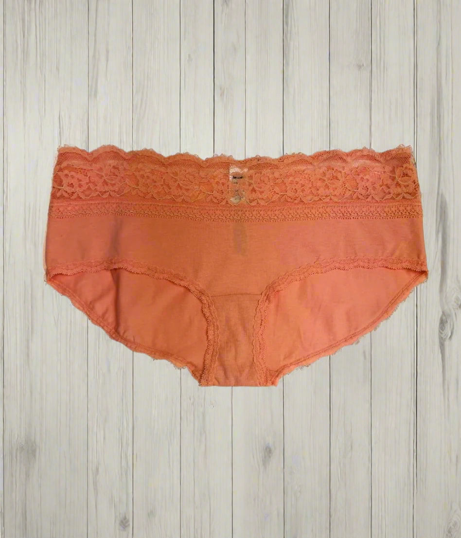 Peach Lace Trim Shorts Briefs