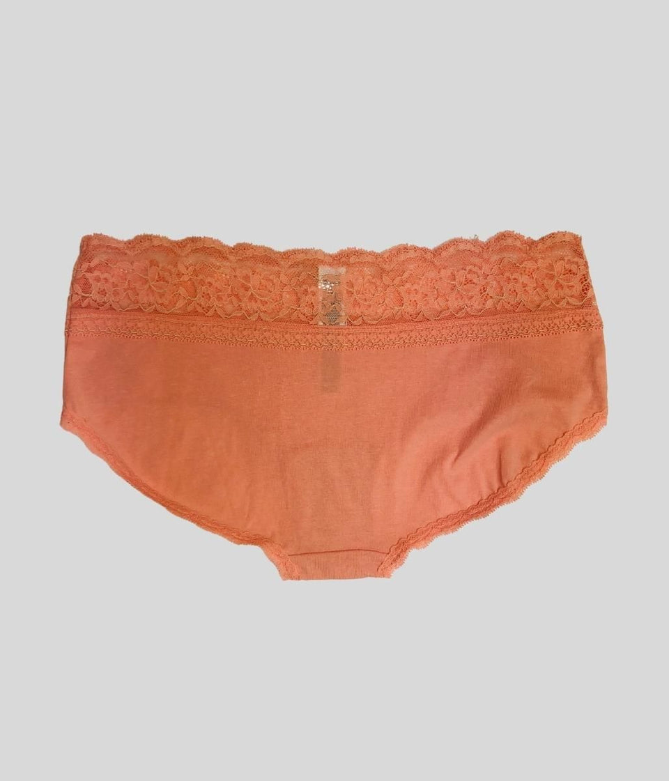 Peach Lace Trim Shorts Briefs