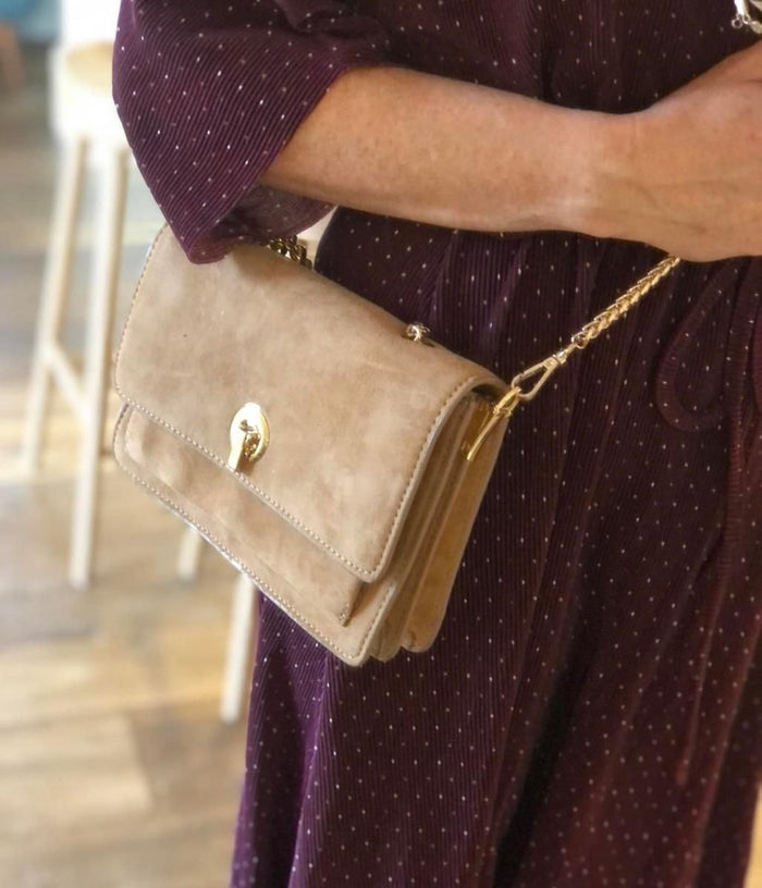 Beige suede hot sale crossbody bag