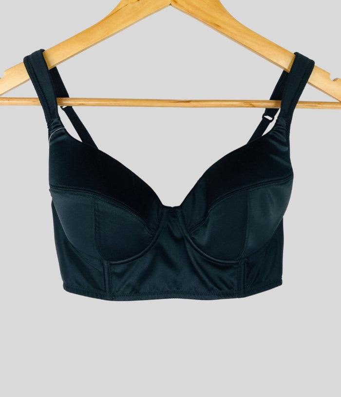 Black Satin Longline Bustier Bra 32A – Highstreet Outlet UK