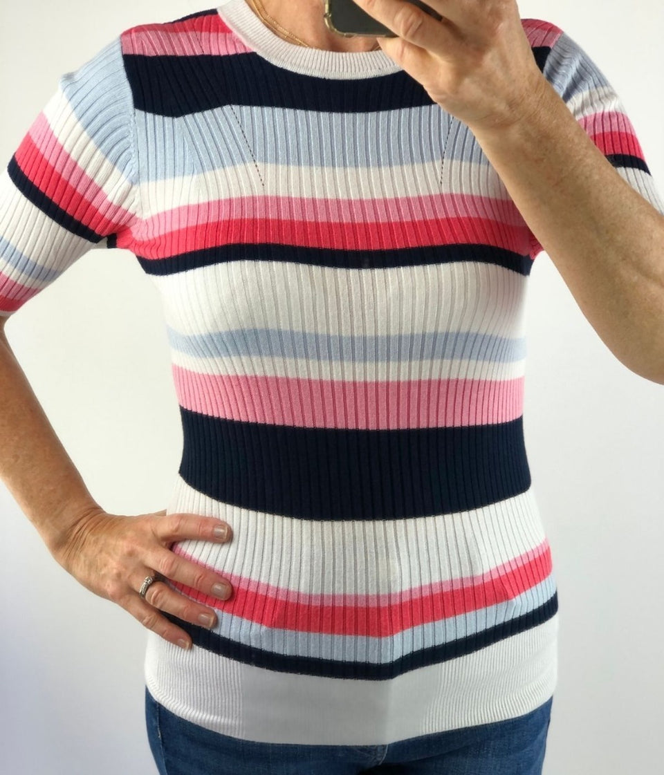 Striped Short Sleeve Knit