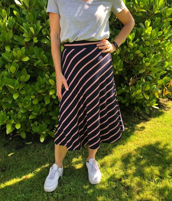 Navy & Pink Stripe Skirt