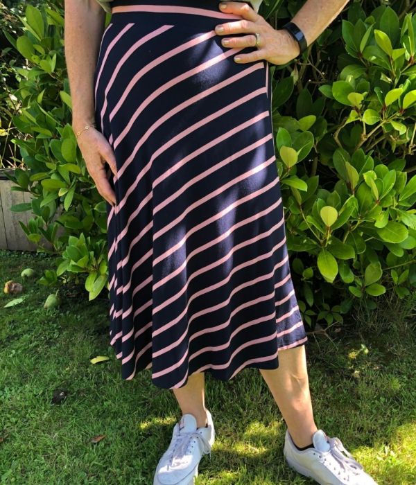 Navy & Pink Stripe Skirt