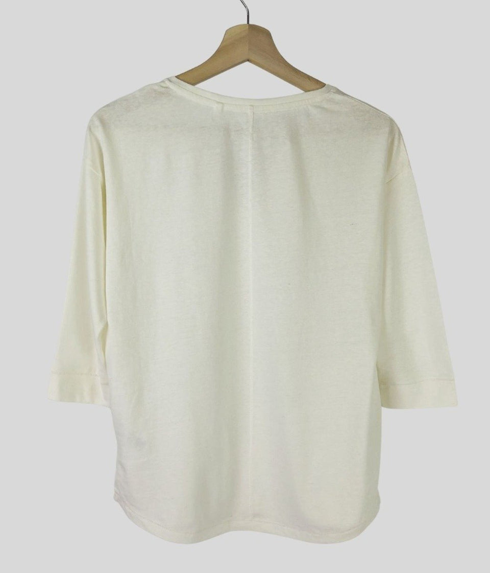 Ivory Notch Neck T Shirt Top