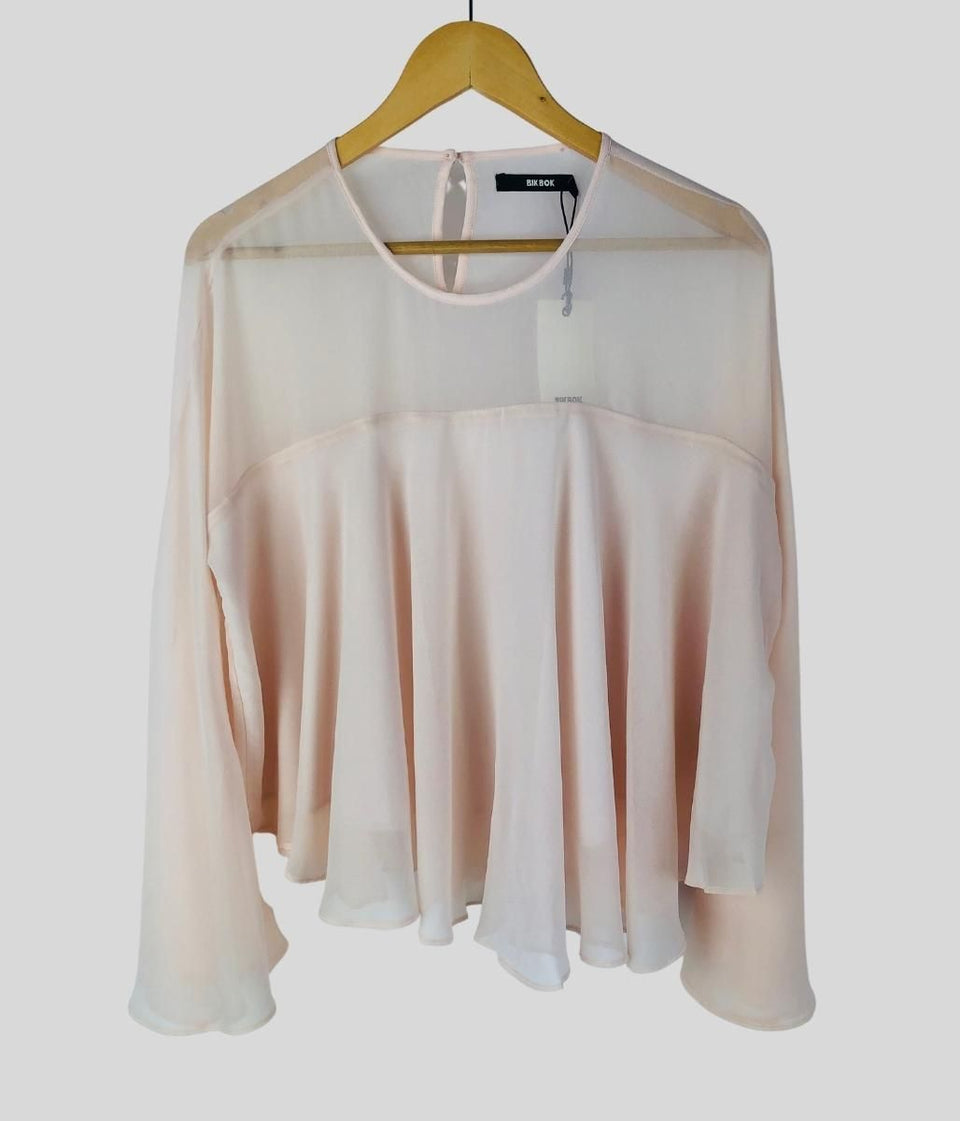 Pink Trophy Sleeve Drape Blouse