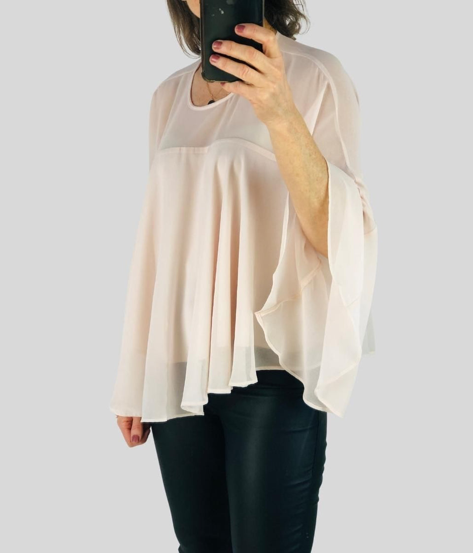 Pink Trophy Sleeve Drape Blouse